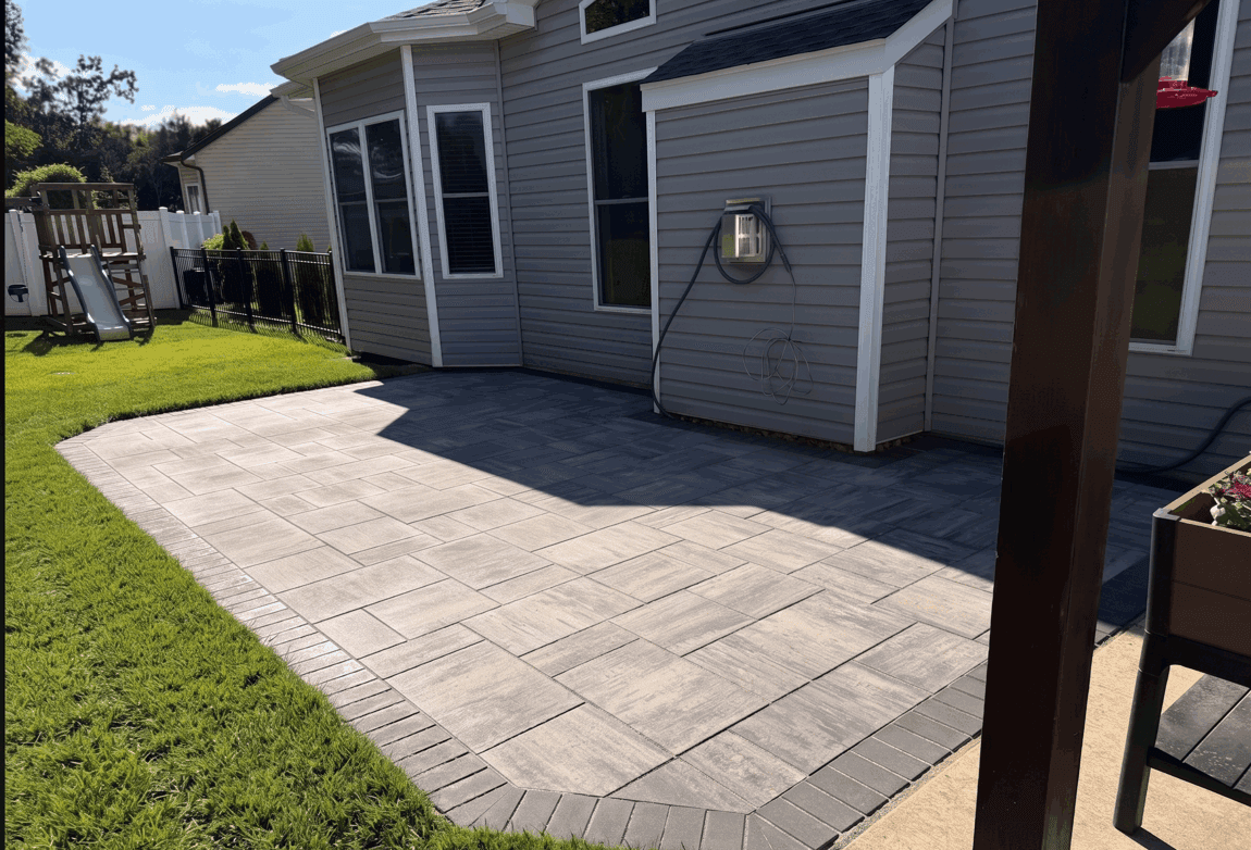 New paver patio + Drainage issue fixed in St. Louis
