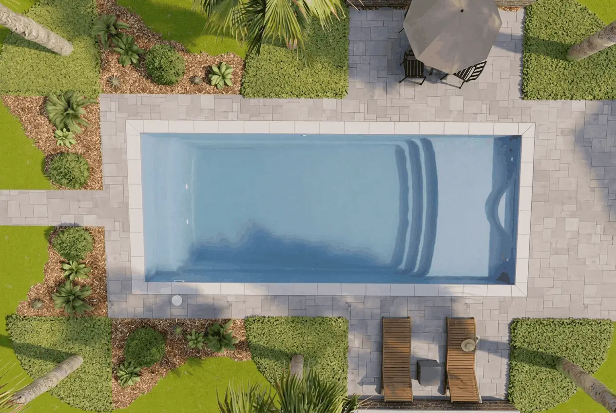 Latham fiberglass pool shape shown from above
