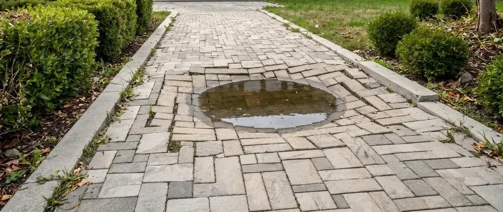 Sinking patio pavers caused by a failing base layer