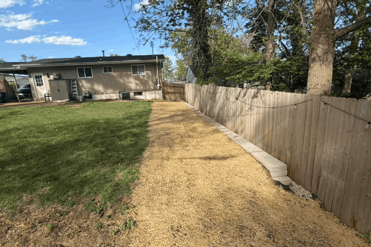 drain box and retaining wall installation in the yard
