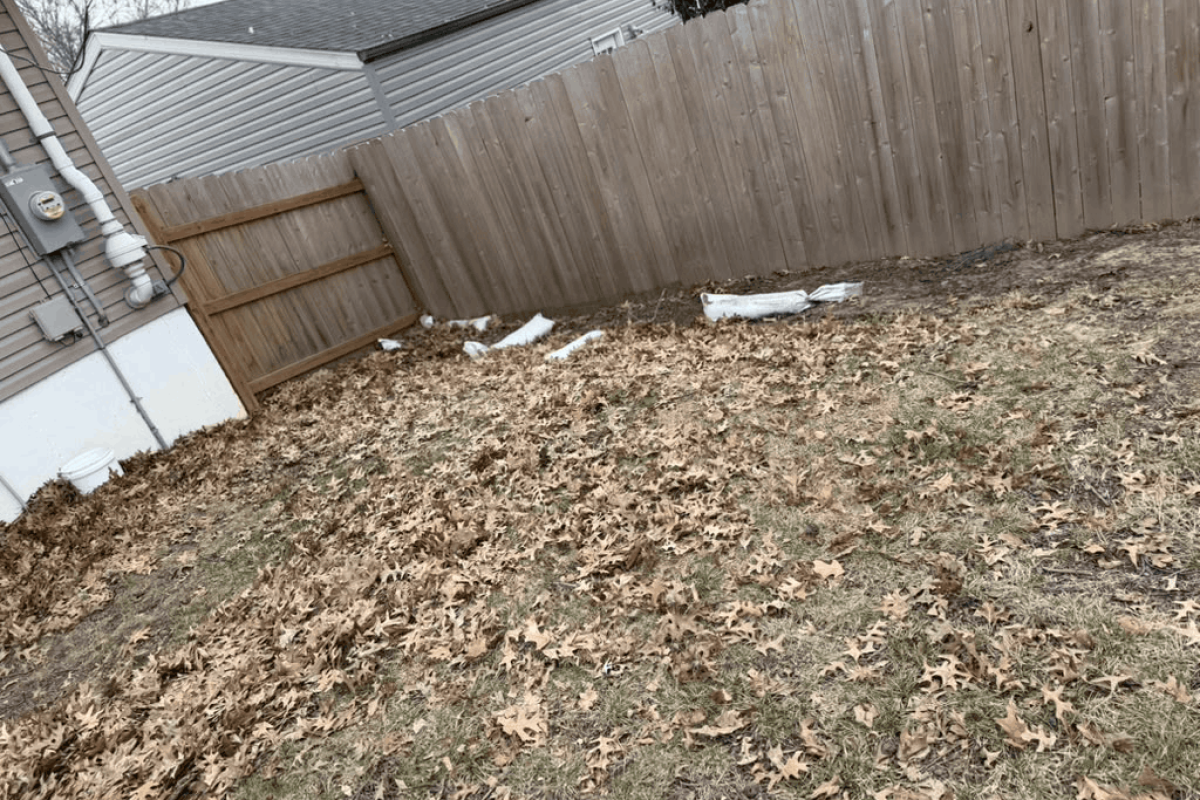 yard drainage and retaining wall project